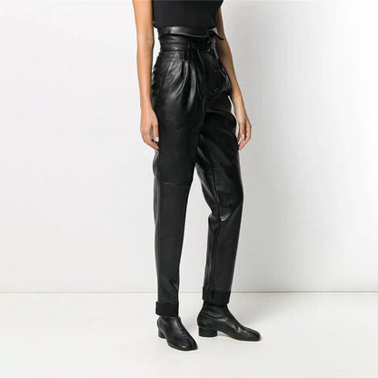 PU Leather Tapered Pants - Street Style Harem Trousers