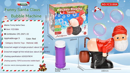 Santa Claus Bubble Machine - Electric with Music & Lights for Kids Christmas Fun