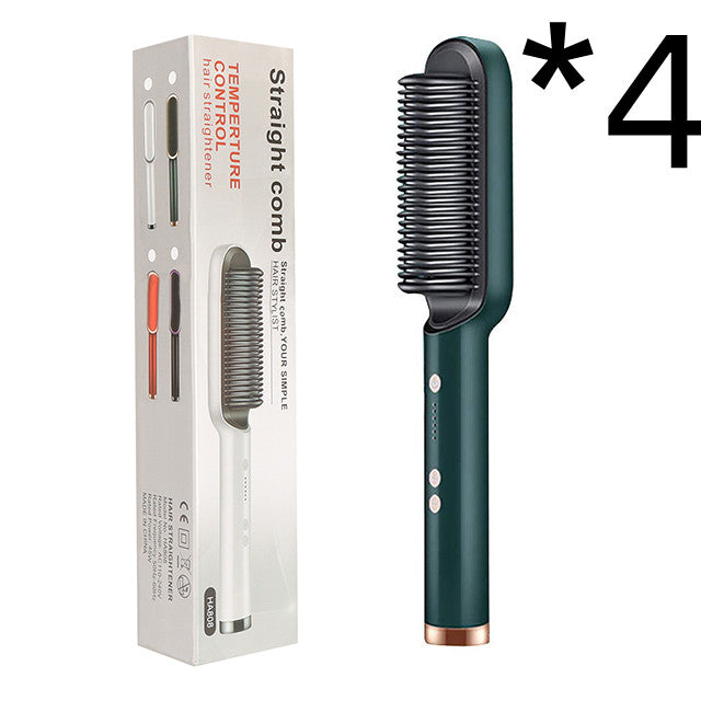 2-in-1 Hair Straightener & Curling Comb | Tourmaline Ceramic | Negative Ion Electric Hair Brush