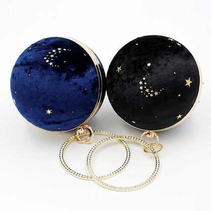 Women's Suede Starry Sky Round Evening Bag - Elegant Dinner Clutch