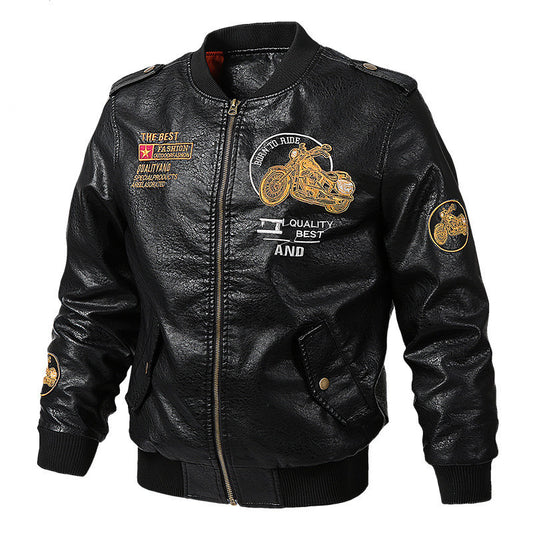 AARON Windbreaker Jacket - PU Leather with Polyester Lining