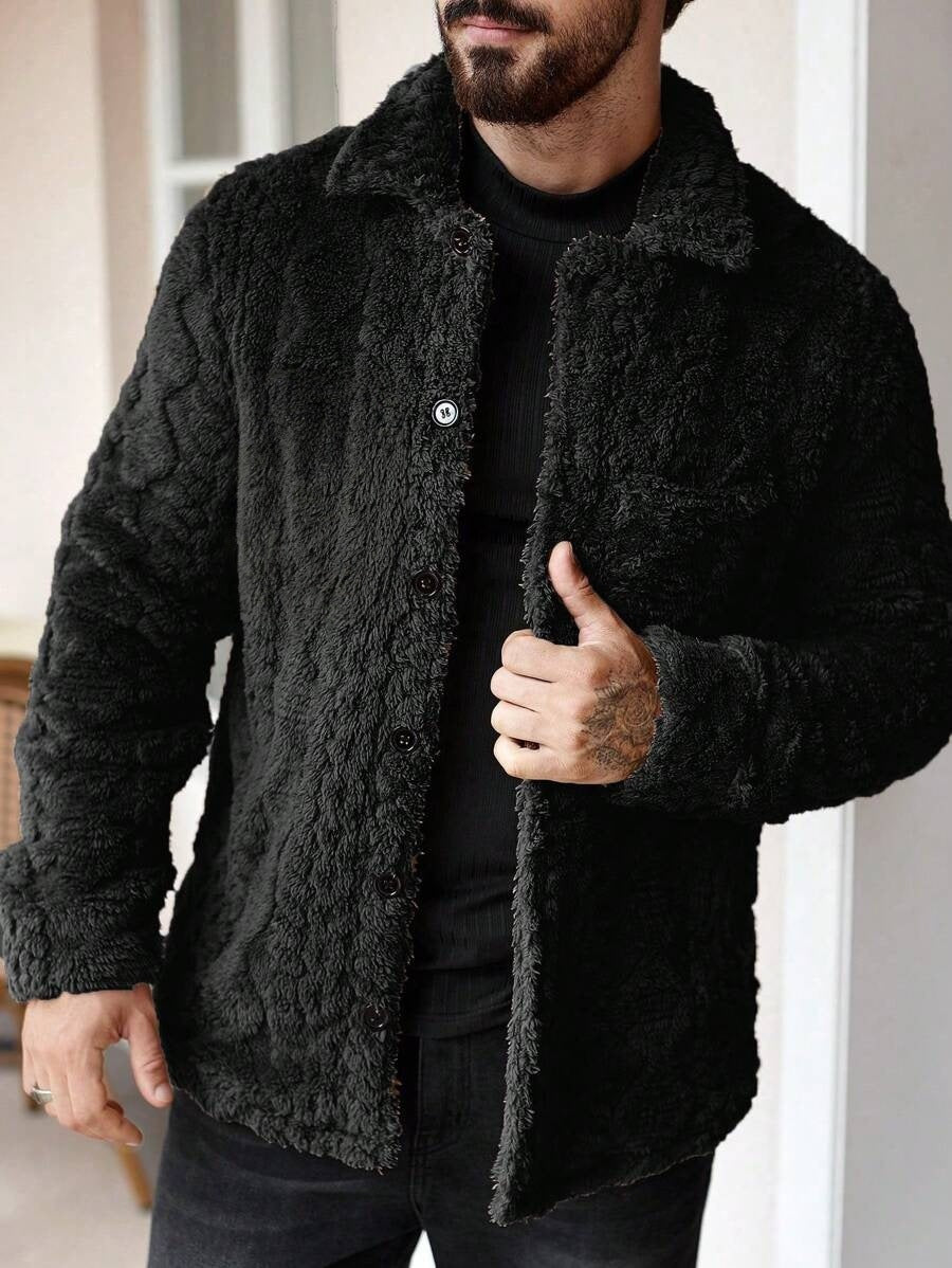 Retro-style Fashion Jacquard Tailored Wool Jacket With A Turn-down Collar