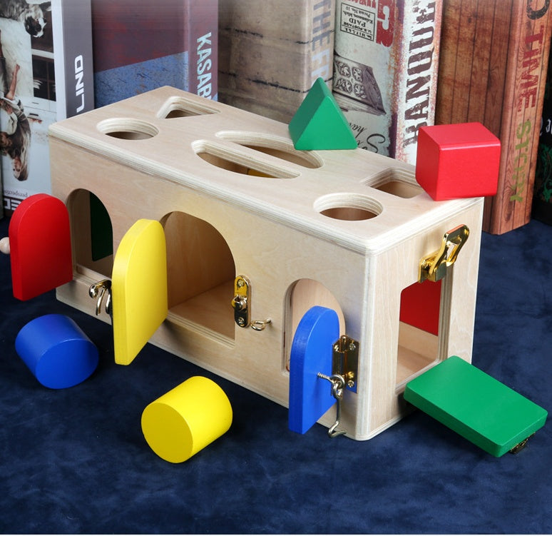 Wooden Shape Lock Box - Educational Montessori Toy for Preschool