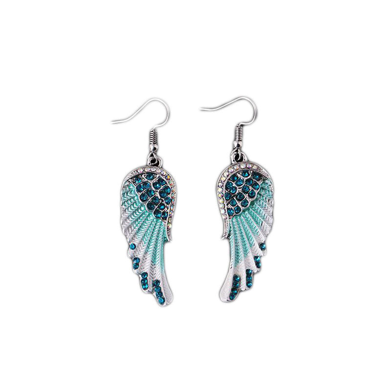 Angel Wings Crystal Earrings - Alloy Hook Drop Earrings