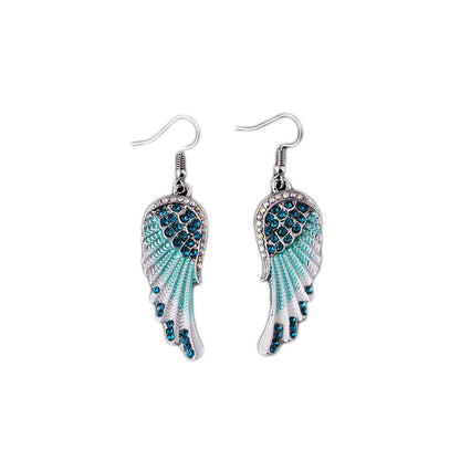 Angel Wings Crystal Earrings - Alloy Hook Drop Earrings
