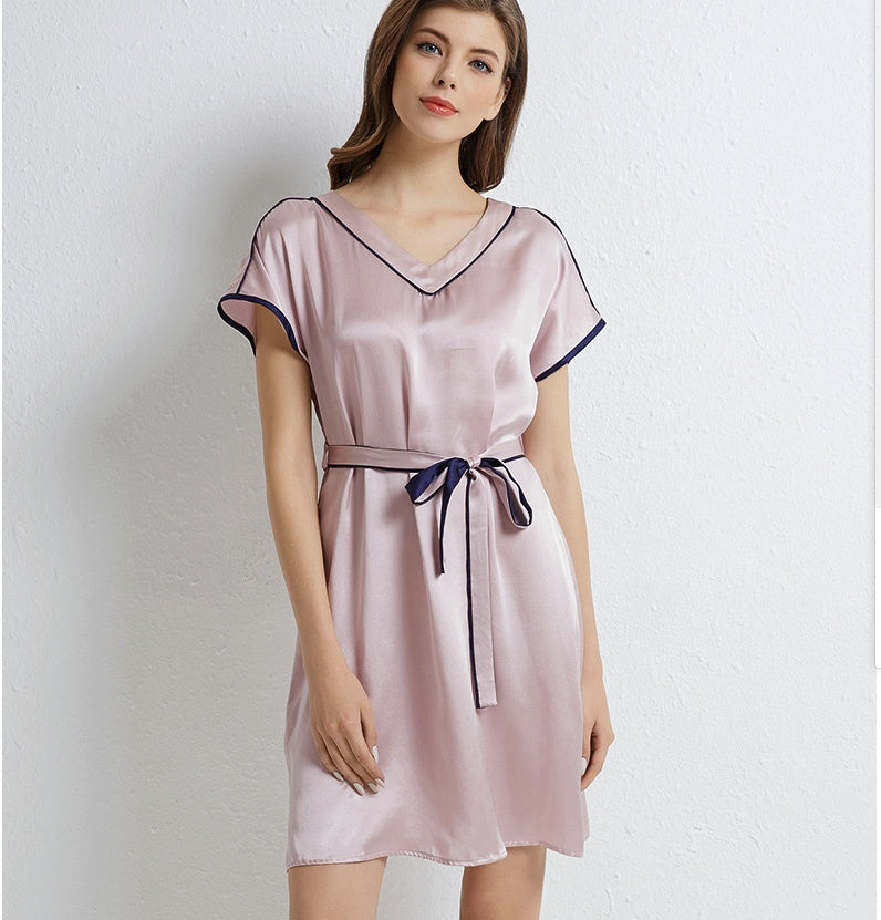 Elegant Silk Sleep Dress - V-Neck Chemise Nightgown