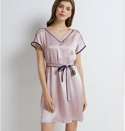 Elegant Silk Sleep Dress - V-Neck Chemise Nightgown