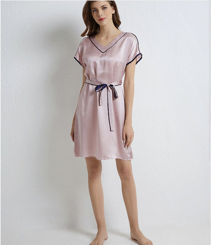 Elegant Silk Sleep Dress - V-Neck Chemise Nightgown