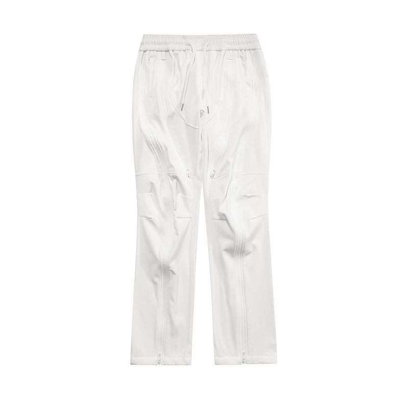 Men's Cotton Zipper Pants - Loose Straight Fit Hip Hop Style Trousers