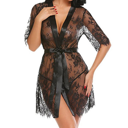 Women's Lace Sleepwear - V-Neck Polyester Pajamas