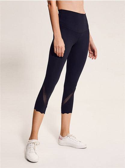Fast-Drying Fitness Mesh Capri Pants - Women's Running Leggings