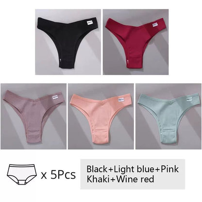 Women's Cotton Underwear 5-Piece Set - Mid-Rise Comfort Panties M-XL