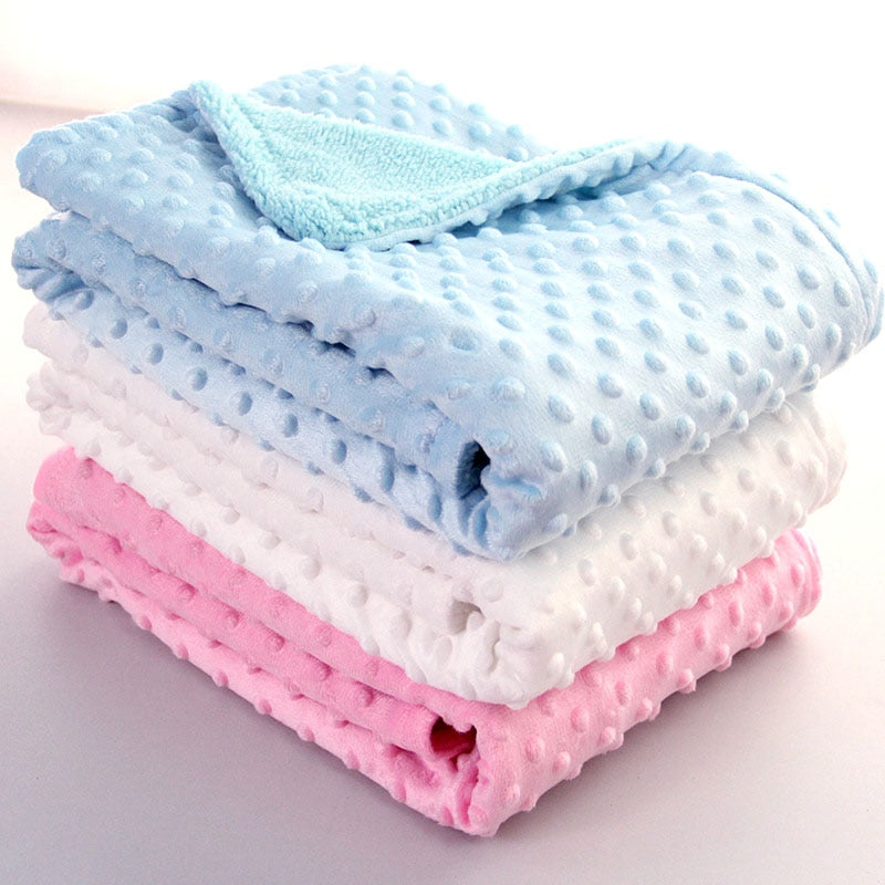 Double Layer Baby Blanket - Soft Plush Swaddle Wrap for Newborns