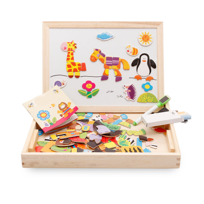 Magnetic Animal Puzzle Board - Educational Art Easel for Kids