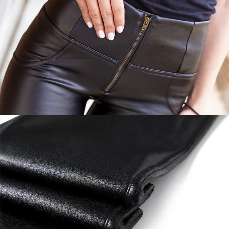 High-Waisted Slim Fit Pants - Cotton Blend Skinny Trousers
