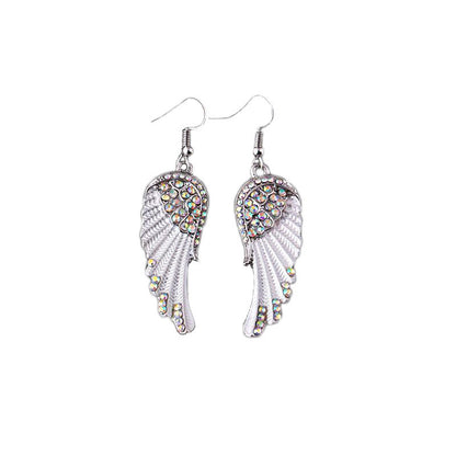 Angel Wings Crystal Earrings - Alloy Hook Drop Earrings