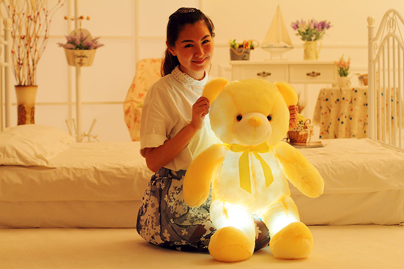 LED Light-Up Teddy Bear - Color-Changing Plush Toy with 7 Glowing Colors