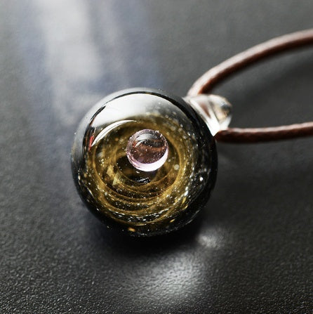 Cosmic Nebula Pendant Necklace - Blue Starry Sky Glass Sphere
