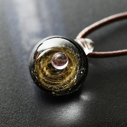 Cosmic Nebula Pendant Necklace - Blue Starry Sky Glass Sphere
