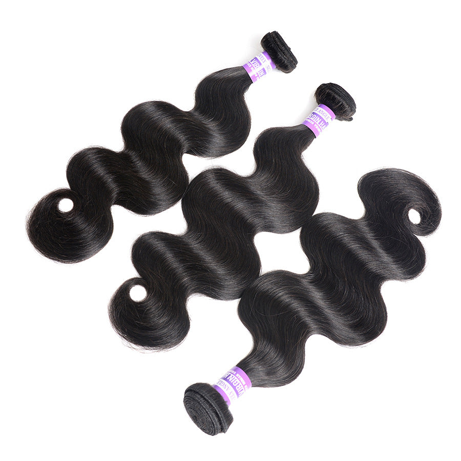 Straight Human Hair Wig - Full Size Real Hair Hairpiece in Black