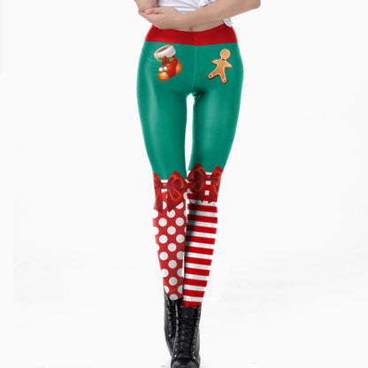 3D Printed High-Waist Yoga Leggings - Women's Full-Length Athletic Pants