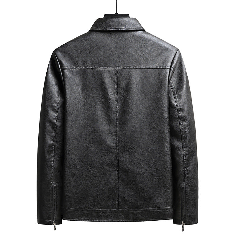 Men's Thin Leather Jacket - Lightweight Zip-Up Outerwear