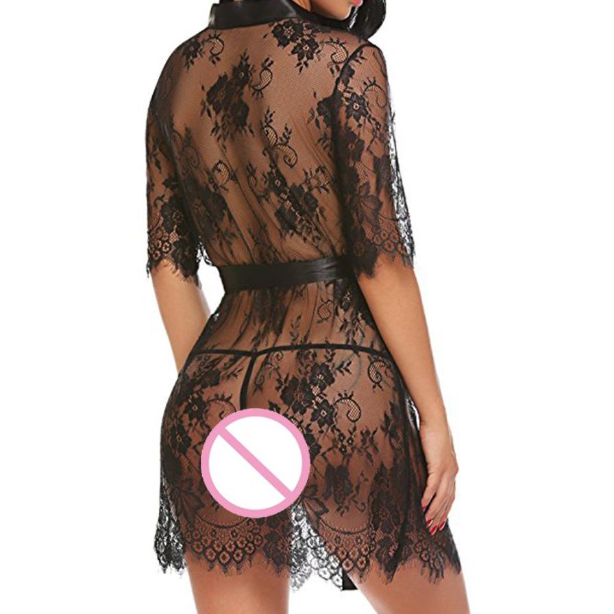 Women's Lace Sleepwear - V-Neck Polyester Pajamas