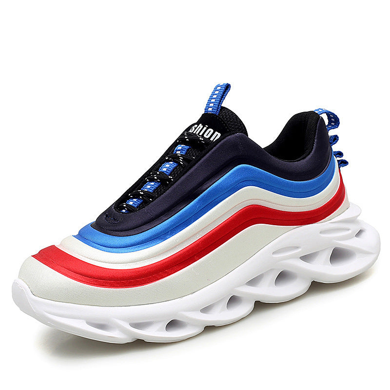 Men's Casual Sports Blade Sneakers - Breathable Lycra Fabric Chunky Sole Shoes