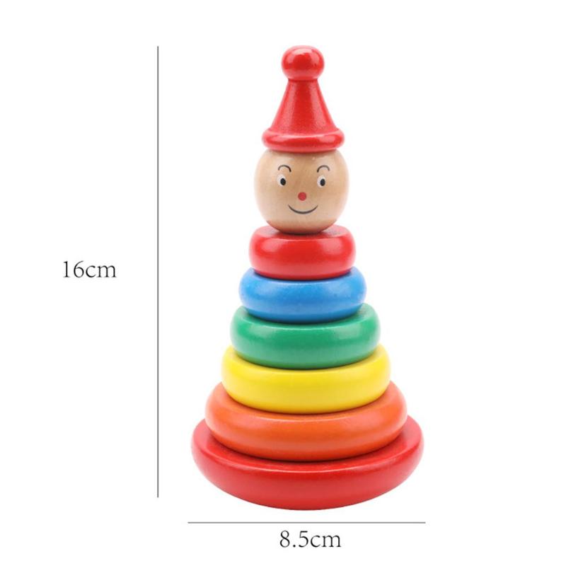 Wooden Rainbow Stacking Tower - Baby Educational Tumbler Toy for Early Learning