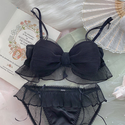 Two-Piece Bra and Shorts Set with Bow Detail - Cotton Lined