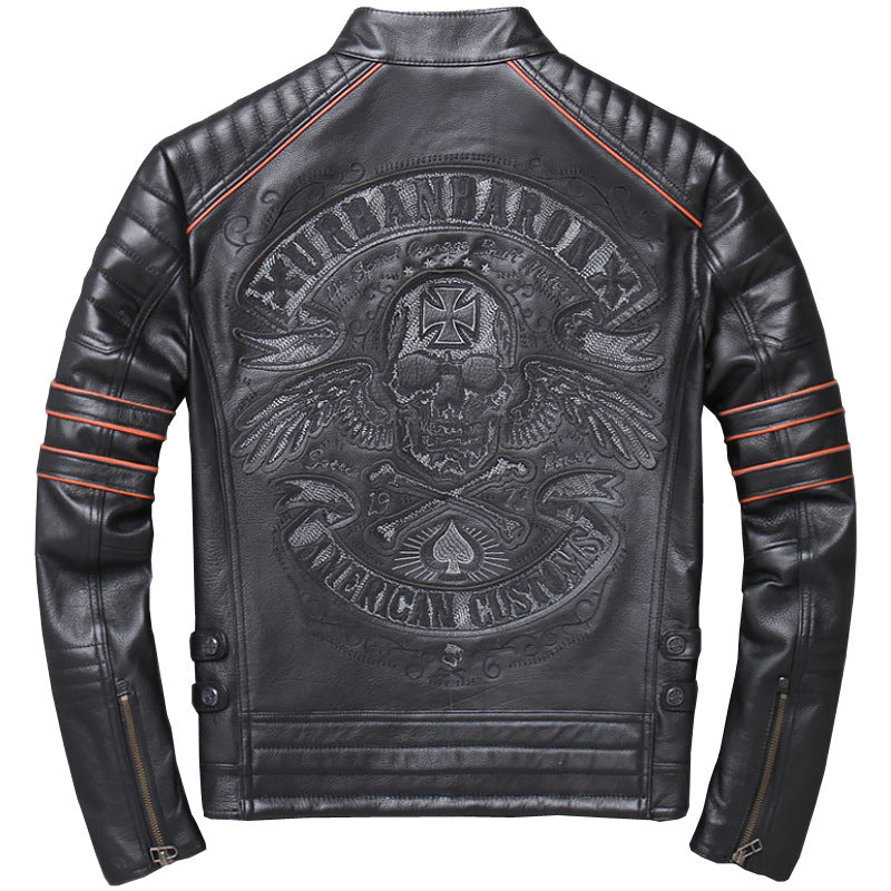 Harley Genuine Leather Motorcycle Jacket - Men's Slim Fit Riding Coat