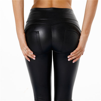 High-Waisted Slim Fit Pants - Cotton Blend Skinny Trousers