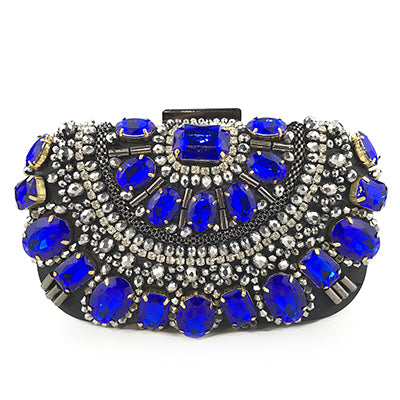 Diamond-Studded Ladies Evening Bag - Pearl Embellished Banquet Clutch