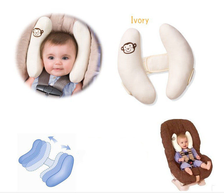 Baby Head-Shaped Banana Pillow - Soft Polyester Infant Support Cushion
