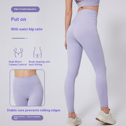Women's High-Waist Nylon Yoga Pants - Sports Tights
