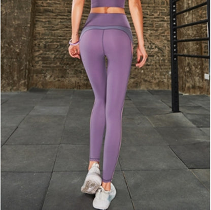 Two-Piece Yoga Fitness Set - Nylon Pocket Leggings with Sports Top
