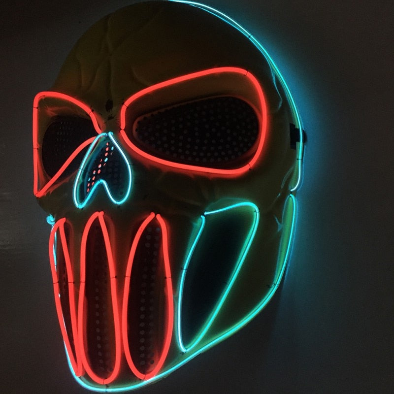 Halloween Costume Mask - Ice Blue & Red Plastic Party Mask for Dress-Up