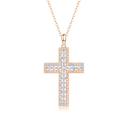 Moissanite Necklace Pendant Set - S925 Silver with Platinum Plated Gold in 3 Colors