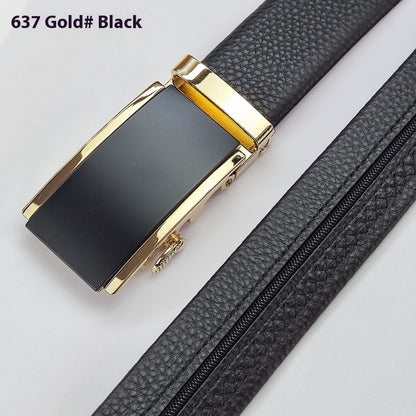 First Layer Cowhide Leather Belt with Hidden Money Compartment - Automatic Buckle