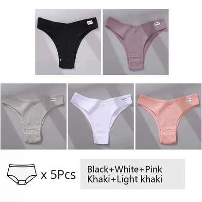 Women's Cotton Underwear 5-Piece Set - Mid-Rise Comfort Panties M-XL