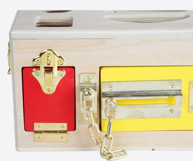 Wooden Shape Lock Box - Educational Montessori Toy for Preschool