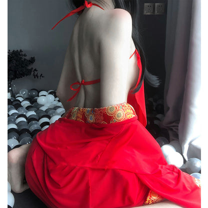 Cheongsam-Style Dress - Spandex Nylon Bodycon Dress with Back Detail