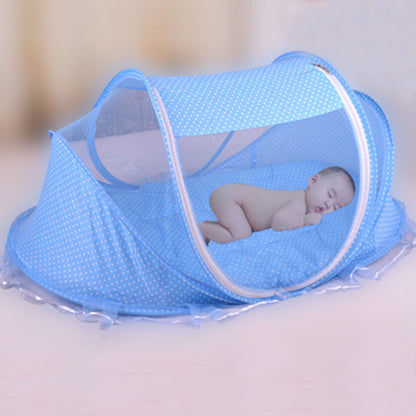 Foldable Baby Mosquito Net Bed - 3-Piece Set with Mattress & Pillow