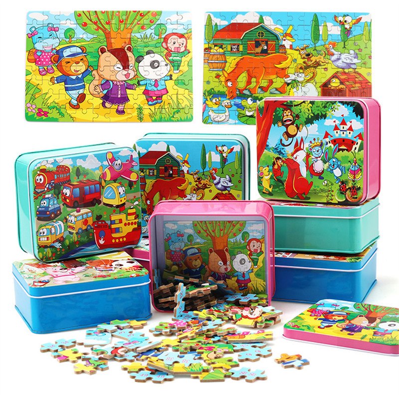 Kids Wooden Jigsaw Puzzle Toy - Educational Animal & Theme Designs for Ages 3+