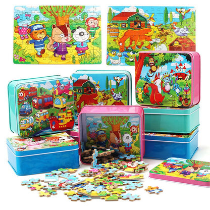 Kids Wooden Jigsaw Puzzle Toy - Educational Animal & Theme Designs for Ages 3+