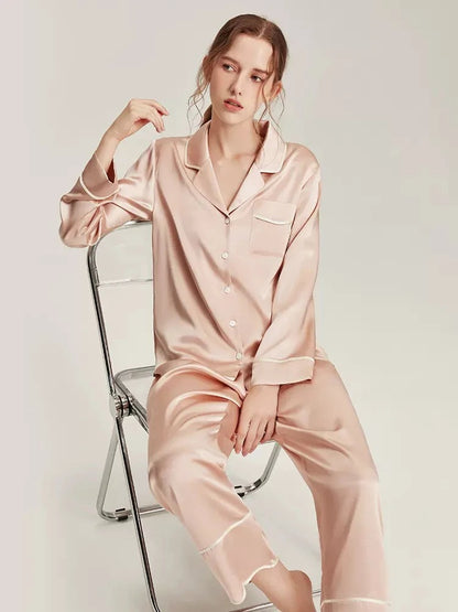 Women's Mulberry Silk Pajama Set - Long Sleeve Two-Piece Sleepwear