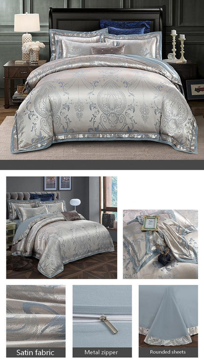 Luxury Cotton Jacquard Bedding Set - 100% Long-Staple Cotton Duvet Cover Set