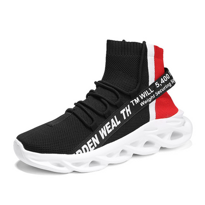 Unisex High-Top Mesh Sports Sneakers - Breathable Net Upper with Rubber Sole