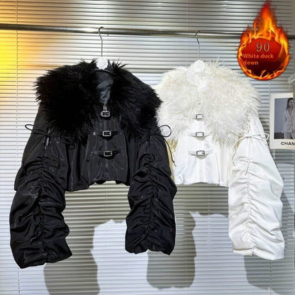 Luxe Fur Collar Quilted Down Jacket - Statement Winter Coat
