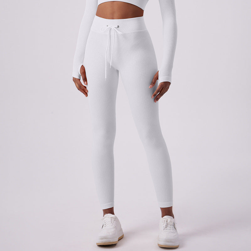 Women's High-Waisted Butt-Lifting Yoga Pants - Quick-Dry Athletic Leggings with Drawstring